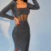 bright silk stitching mesh waist dress nihaostyles clothing wholesale NSAFS106110