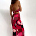 Hollow Waist Wrap Chest Printed Dress NSAFS106113