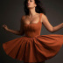 Solid Color Waist A-Line Slip Dress NSAFS106122