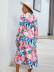 Mid-Waist Mid-Length Print Slit A-Line Dress NSXPF106141