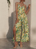 Printed Mid-Waist Slit Slip Dress NSXPF106142