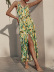Printed Mid-Waist Slit Slip Dress NSXPF106142