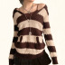 V-Neck Hooded Contrast Striped Long Sleeve Knit Top NSSSN99221