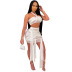 See-Through Mesh Halterneck Vest & Bandage Skirt 2 Piece Set NSMYF99315