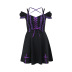 Gothic Style Solid Color Halter Bandage Dress NSGYB99507