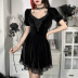 gothic style lace bubble sleeves embroidered dress nihaostyles clothing wholesale NSGYB99517
