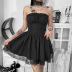 Goth Style Lace Stitching One-Word Neck Dress NSGYB99530