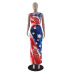 Printed Suspender Mid-Waist Slim Dress NSQMG106345