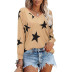Five-Pointed Star Printed V-Neck Long-Sleeved T-Shirt NSYHY106385