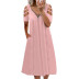 Solid Color V-Neck Half- Zipper Short-Sleeved Dress NSYHY106387