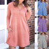 Solid Color Buttoned Loose Long-Sleeved Dress NSYHY106389