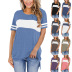 Color Matching Round Neck Short-Sleeved Slit T-Shirt NSYHY106390