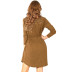 Solid Color V-Neck Long-Sleeved Buttoned Lace-Up Dress NSYHY106392
