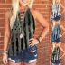 Round Neck Striped Printed Hollow Vest NSYHY106396