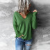 Solid Color V-Neck Long-Sleeved Fleece T-Shirt NSYHY106400