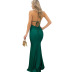 Hanging Neck Backless Split Pleated Dress NSZH106440
