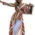 Rainbow Striped Long Sleeve Lace-Up Dress NSHMP106441