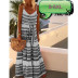 Bohemian Deep V-Neck Print Beach Suspender Dress NSHMP106446