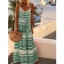 Bohemian Deep V-Neck Print Beach Suspender Dress NSHMP106446