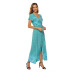 V-neck Bohemian Printed split Dress nihaostyles wholesale clothes NSHMP106453