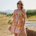 V-Neck Print Lace-Up Dress NSHMP106455