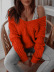 Suéter de hombros descubiertos de doble cara con cuello en V de color sólido NSJXW106468