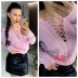 Solid Color Lace-Up Halter Double-Sided Sweater NSJXW106474