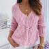 Solid Color Hollow Knit Single-Breasted Sweater NSJXW106477
