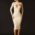 Solid Color Long-Sleeved Slim Hollow Dress NSLJ106553