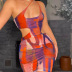 Digital Print Hollow Slip Sheath Dress NSLJ106560