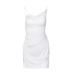 Sexy White Backless Slit Suspender Dress NSLJ106564