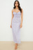 Sling Lace-Up Print Slim Long Dress NSHM106591