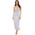 Sling Lace-Up Print Slim Long Dress NSHM106591