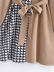 Houndstooth Stitching Lace-Up Shirt Dress NSXFL106607