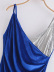 Blue Velvet Sequined Stitching Suspender Dress NSXFL106609