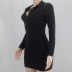 solid color long-sleeved pit strip sheath dress nihaostyles clothing wholesale NSQMG106783