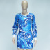 Round Neck Long-Sleeved Printed Sheath Dress NSQMG106794