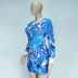 Round Neck Long-Sleeved Printed Sheath Dress NSQMG106794