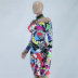 Long-Sleeved Hollow Printed Mid-Length Dress NSQMG106795