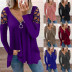 Solid Color V-Neck Hot Diamond Hollow Long-Sleeved Top NSYHY106853