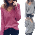 Solid Color V-Neck Long-Sleeved Woolen Sweater NSYHY106858