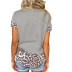 Leopard Printed Stitching Round Neck Short-Sleeved T-Shirt NSYHY106862
