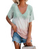 Gradient Color Printed V-Neck Short-Sleeved T-Shirt NSYHY106864