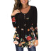 Floral Printed Long-Sleeved Pleated T-Shirt NSYHY106881