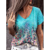 Floral Printed V-Neck Short-Sleeved T-Shirt NSYHY106888