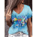 Floral Printed V-Neck Short-Sleeved T-Shirt NSYHY106888