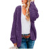 Solid Color Thick Needle Twist Knitted Mid-Length Cardigan NSJXW106946