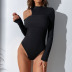 Black Long-Sleeved Hollow Tight Jumpsuit NSYYF107050