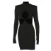 Hollow Solid Color Long-Sleeved Sheath Dress NSLJ107063