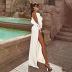 Long-Sleeved Backless Slit Slim Dress NSLJ107069